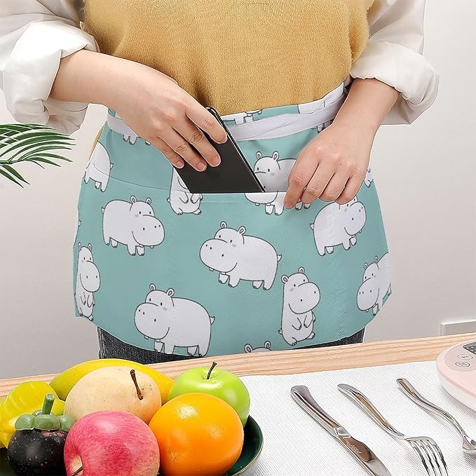 Unisex Half Waiter Waist Short Apron Waterproof Chef Works Waitress Aprons
