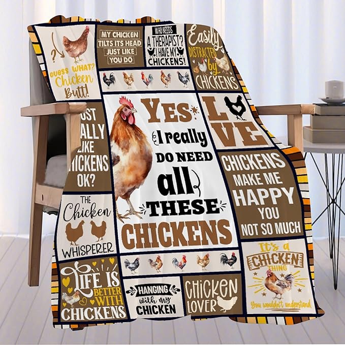 Chicken Throw Blanket | Gifts for Kids Boys Girls | Plush Cozy Rooster Bed Blanket for Home Decor | Decor for Bed/Couch/Sofa | 40"x50" Animal Lover Gifts