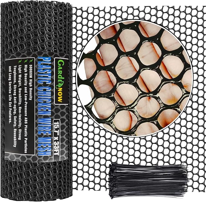 Upgraded 15.7IN x 33FT ABS Plastic Chicken Wire Fence Mesh, Poultry Fencing, Hexagonal Fencing Wire for Gardening, Construction Barrier Netting, Chicken Wire Frame Crafts, Floral Netting