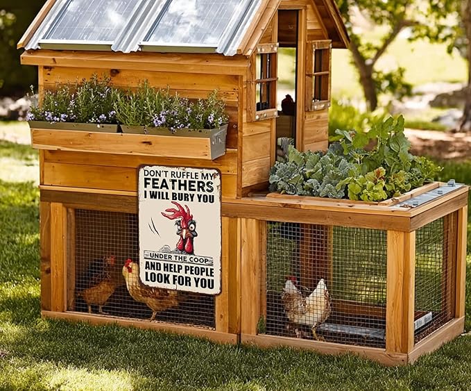 Funny Chicken Signs Chicken Coop Accessories Rooster Decorations Chicken Stuff For Farmhouse Farm Decor Don't Ruffle My Feathers 12x8 Inches