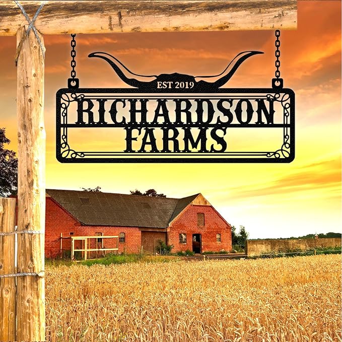 Personalized Farm Sign, Custom Farm Metal Signs Outdoor, Custom Ranch Sign, Customized Family Name Metal Signs for Farms, Ranch, Barn, Farmhouse, Housewarming Gifts