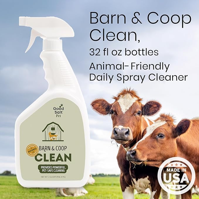 Good Salt Pet Barn & Coop Clean, Natural Pet-Friendly Daily Spray Cleaner, Made in the USA, 32 Ounce Bottle, 2-Pack