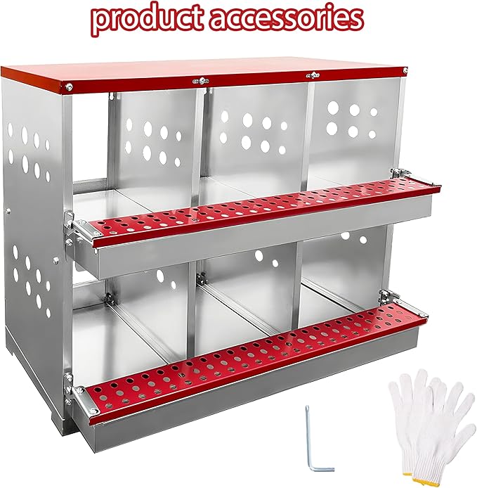 XINYI Chicken Nesting Boxes for Laying Eggs,Metal Coop for 6 Chickens,Roll Away Nesting Boxes,Easy Egg Collection,Brooder Box for Rabbit,Squirrel,Parakeet,Owl,Cockatiel,Robin
