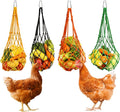 4Pcs Chicken Vegetable String Bag Poultry Fruit Holder Chicken Cabbage Feeder Treat Feeding Tool with Hook for Hens Chicken Coop Toy for Hen Goose Duck