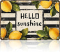 Vintage Metal Sign Hello Sunshine Lemon Summer Spring Farmhouse Retro Tin Sign Metal Poster Vintage Metal Tin Sign Wall Decor for Bars Restaurants Cafes Home Decoration 8x12inch
