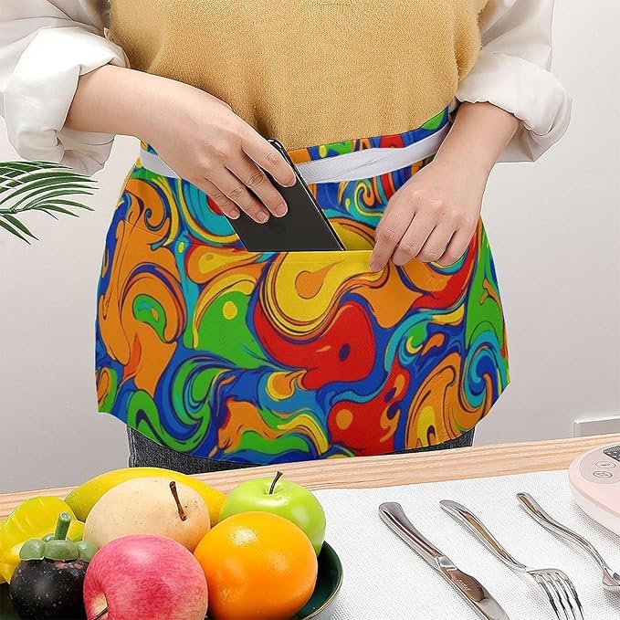 Short 3 Pockets Waist Waiter Waitress Half Apron Waterproof Chef Aprons