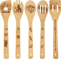 Elephant Gifts for Women 5 PCS Cartoon Wooden Spoons for Cooking Elephant Decor Cute Bamboo Spatula for Elephant Kitchen Accessories Engraved Spoon Kitchen Stuff for Women Mothers Day Gifts