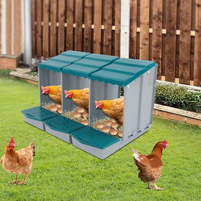 Chicken Nesting Box, 5 Compartments Laying Boxes for Hens, Nest Box for Chicken Duck Poultry Coop, Wall Mount Chickens Roosting Boxes, Protect Collect Egg (Green)