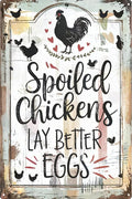 Chicken Coop Signs Outdoor Farmhouse Farm Spoiled Chickens Lay Better Eggs Tin Sign Funny Metal Signs Accessories Outdoor Home Wall Decor 8x12 inch