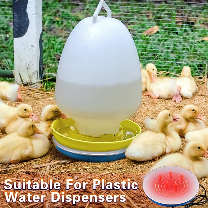 Heated Chicken Waterer Poultry Water Heater Warmer Base Heated 110v Chicken Water Heater Electric for Winter Deicer Poultry Founts Coop Accessories with 59 Inch Cord(Small, 32W)