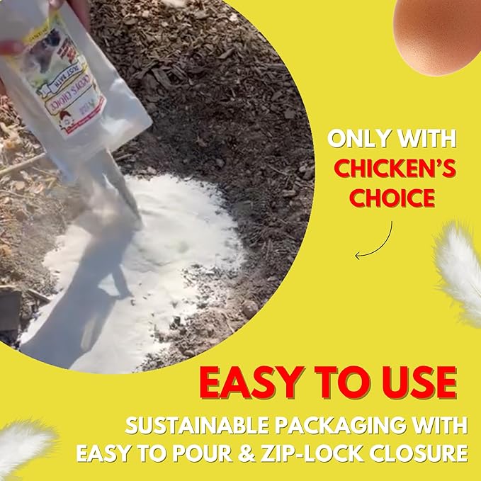 Chicken's Choice Chicken Dust Bath, 6 lb Natural Volcanic Ash Dust Bath for Chickens. Dust Mix for Healthy Chickens, Chinchillas, Small Animals. Made in The USA. Coop Accessories