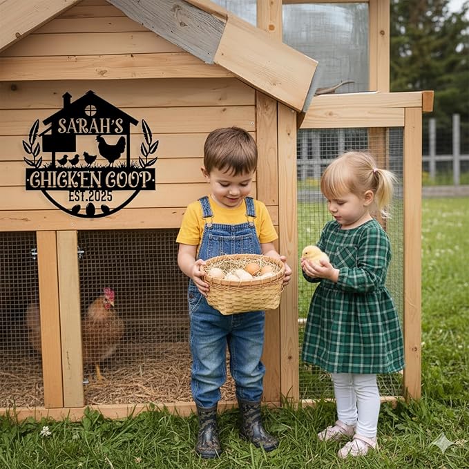 Custom Chicken Coop Metal Sign, Personalized Chicken Coop Sign for Outside, Custom Metal Hen House Farm Signs, Chickens Hen House Farmhouse Wall Art Decor
