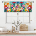 Colorful Flower Kitchen Curtain Valance 54W x 18L Inch Oil Painting Retro Vintage Wildflower Art Rod Pocket Short Cafe Small Window Treatment Drapes Decor