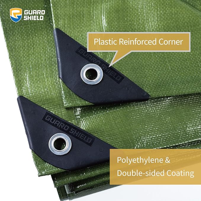 GUARD SHIELD Heavy Duty Tarp 8x10 Feet Green Multi Purpose Thick Waterproof Poly Tarp Cover 10mil