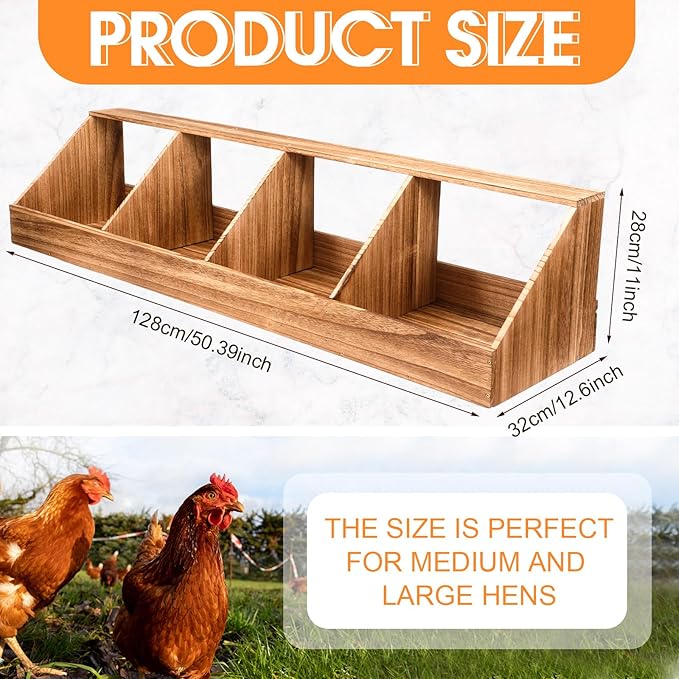 Chicken Nesting Boxes, Chicken Laying Boxes Coop Accessories Roosting Laying with Liners Large Bedding for Hens Birds Duck Coop Poultry Habitat Supplies(4 Compartment)