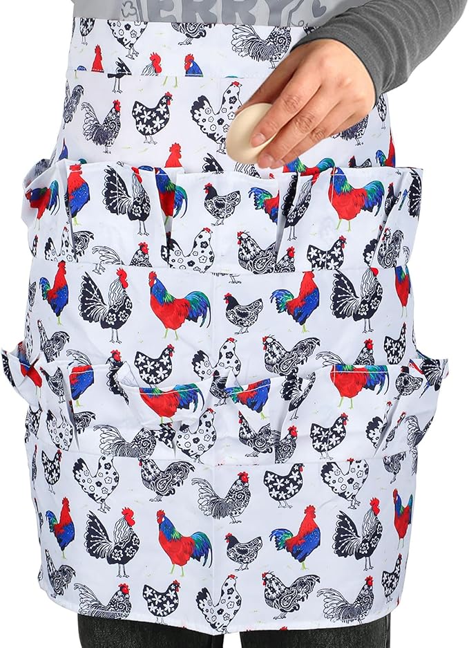 12 Deep Pockets Egg Apron, Chicken Egg Collecting Apron, Egg Holding Apron, Duck Goose Egg Gathering Apron for Housewife