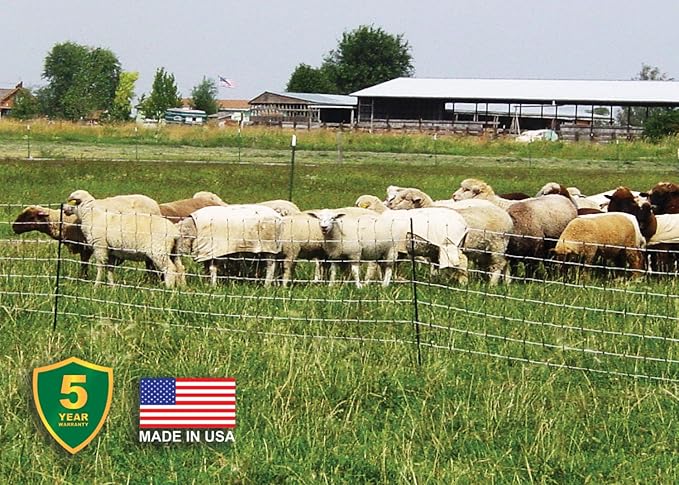 Powerfields P-75-G Electric 32-Inch Sheep Fence-Netting, 32-Inches Tall X 164-Feet Long Netting, 15 Line Post, 19 Stakes, 2 Tie-Down Cords, Repair Kit, Green Netting