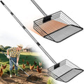 Chicken Poop Scooper - Stainless Steel Sifter Shovel 10 Inch Wide, 4-in-1 Detachable Tool 63 Inch Adjustable Metal Non-Slip Ergonomic Handle Heavy Duty Clog-Free Mesh Coop Scoop Cleaning Supplies