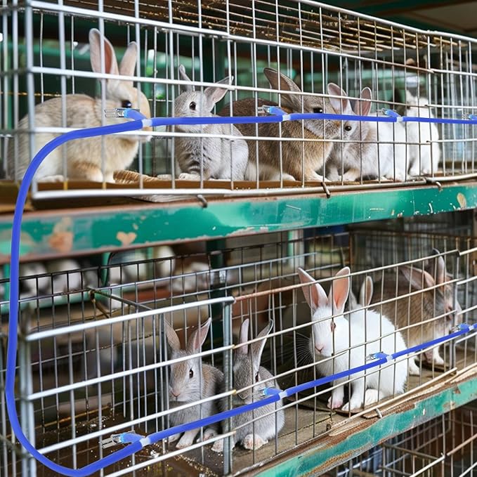 Automatic Rabbit Watering System,Quail Rabbit Water Bottle Dispenser 8 Nipples Drinker,ID 5/16" Hose 19.68 Feets,Barb Fittings to G1/2" Thread,T-Fittings,Springs,Gaskets,Bucket Connector