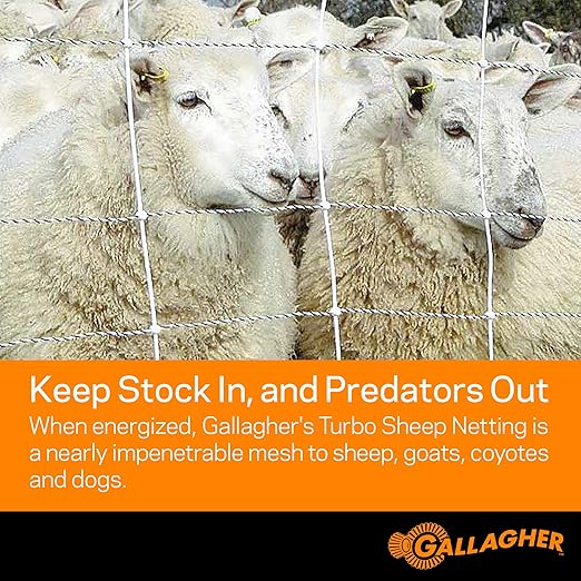 Gallagher 35" x 164' Electric Net Fence for Goats, Sheep, Garden Protection & Predator Control | Heavy-Duty Braided Turbo Wire Livestock Netting | Portable, Reusable Fence for Homesteads & Ranches