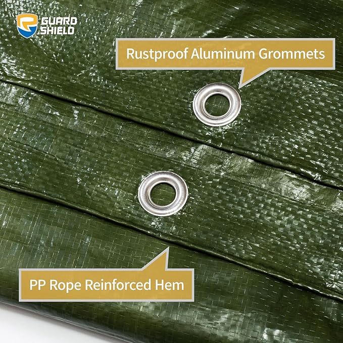 GUARD SHIELD Green Tarp Waterproof 6x6 Feet Medium Duty All Purpose Poly Tarps Cover 7mil