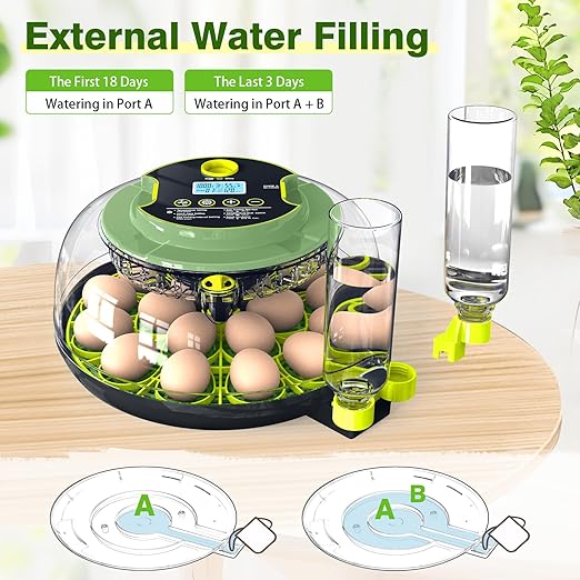 18 Egg Incubators for Hatching Eggs, Egg Incubator with Temperature Control, Humidity Display, Auto Egg Turner, Egg Candler, 2 Size Egg Trays, Digital Incubator for Chicken, Duck, Quail Eggs