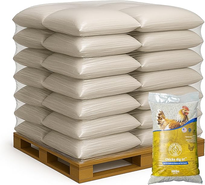 50 lbs (56-Pack) – Dust-Free, Odor-Control Bedding for Chicken Coops, Nesting Boxes, and Runs – Natural Poultry Litter, 2800 lbs Total
