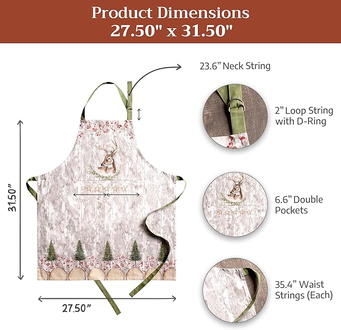 Maison d' Hermine 100% Cotton Apron for women with Pocket Kitchen Chef Apron for Men Cooking Easter Decorations