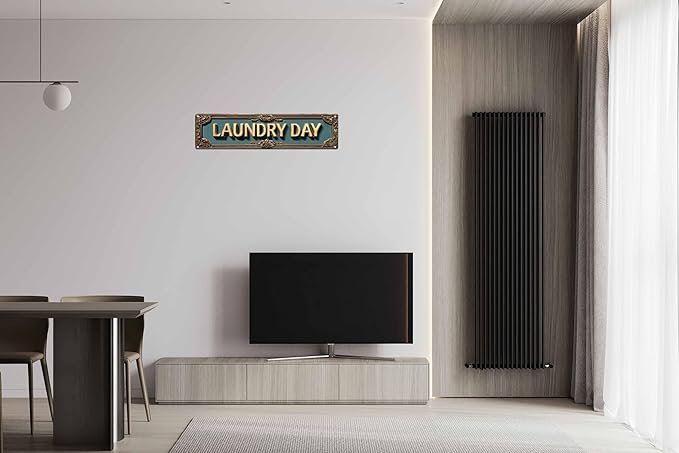 Vintage Tin Laundry Day Sign Retro Metal Sign Suitable For Home Street Shop laundry - Multi-Purpose For Indoor/Outdoor Use Plaque 4x16 Inch