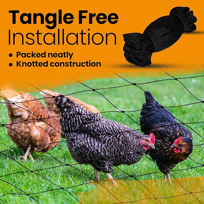 Harvesto Heavy Duty Bird Netting for Chicken Coops & Runs | Tree & Garden Netting Mesh 1-1/2" | Keep Hawks, Birds & Predators Away | Bird Netting for Blueberry Bushes, Vegetables & Fruit (100' x 100')