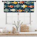 Colorful Fish Kitchen Curtain Valance 54W x 18L Inch Vibrant Funny Vintage Retro Rod Pocket Short Cafe Small Window Treatment Drapes Decor