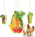 Hanging Chicken Feeder, Foldable Chicken Vegetable Feeder, Golden Poultry Fruits Feeding Holder Basket with Hanging Chain, Veggie Treat Ball Toys Cage for Chicken Hen Coop Accessories
