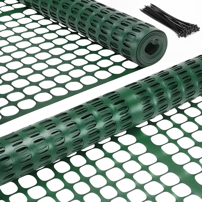 Ohuhu Plastic Garden Fence Safety Fence, 4'x100'/15LB Heavy Duty Reusable Netting Plastic Mesh Fence Roll, Temporary Fencing for Animal Barrier Pool Fence Snow Fencing for Poultry Rabbits Chicken Dogs