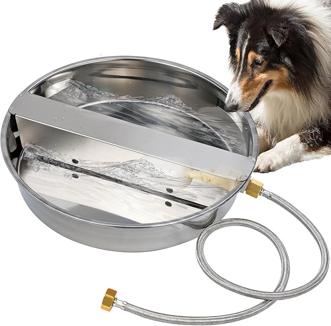 Automatic Water Dispenser for Dogs, Dog Water Bowl Dispenser Large Breed Auto Dog Waterer with Float Valve Outdoor Self Filling Pet Waterer for Pet Cats Dogs Chicken Poultry