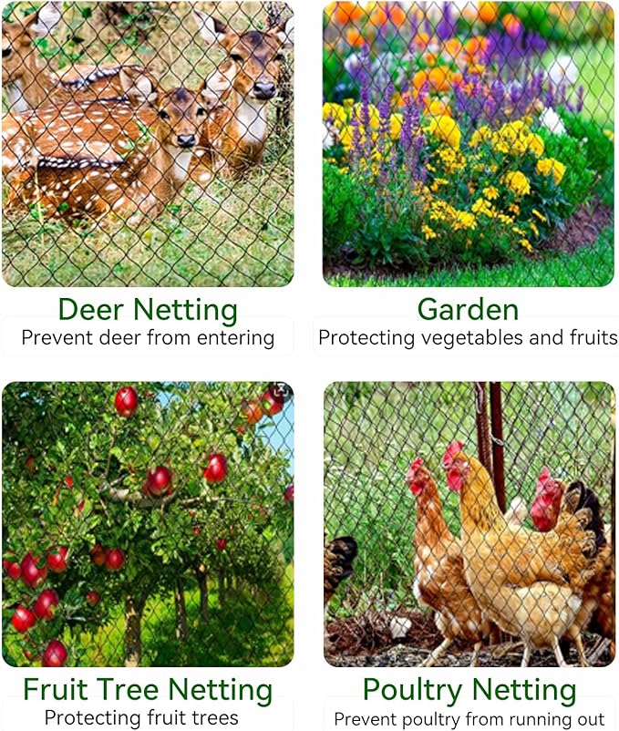 Heavy Duty Bird Netting 15x15Ft – Chicken Netting & Poultry Netting for Coops, 1/2" UV-Resistant Mesh | Blocks Squirrels, Hawks, Berry & Pond Protection