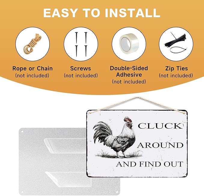 Chicken Coop Accessories Metal Signs 8x12 Inch,Funny Chickens Tin Signs,Chicken Decor Farmhouse Kitchen Decor,Rustic Farm House Decorations for Home/kitchen Wall Art