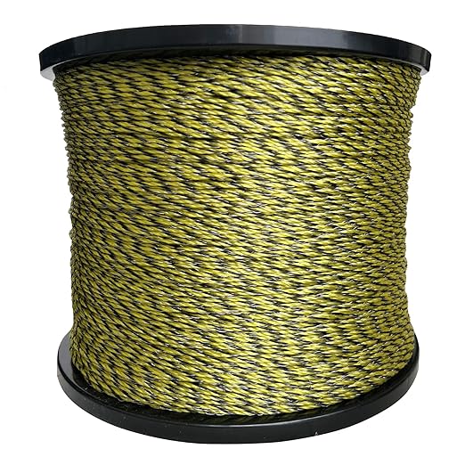Upgraded Electric Fence Polywire 5050 feet 1540 Meters,1/8 Diameter Portable Electric Fencing Polywires, 6 Stainless Steel Strands,Easy to Install,Yellow and Black,Portable Electronic Fence