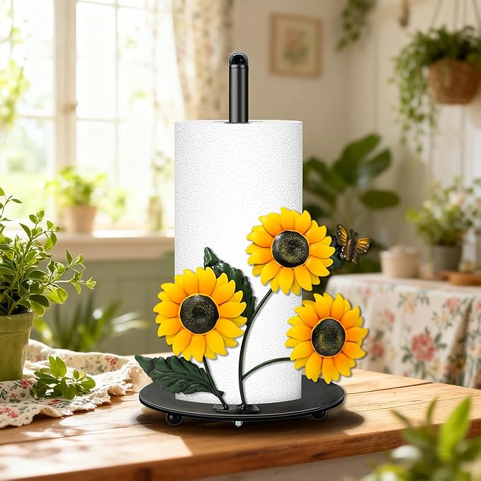 Sunflower Paper Towel Holder, Sunflower Decor for Countertop Cute Vintage Home Table, Housewarming Birthday Gifts for Sunshine