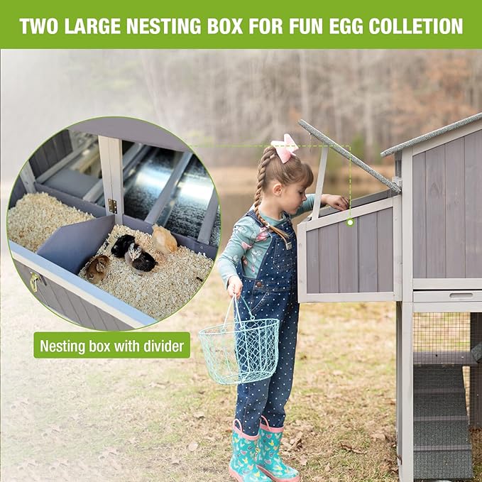 GUTINNEEN Chicken Coop Foldable Hen House Large Poultry Cage with Nesting Box and Run for 4-6 Chickens 26ft²-Super Easy to Assemble