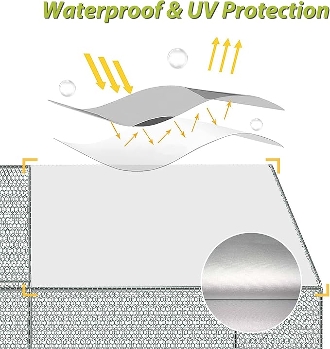 Outdoor Metal Chicken Coop Cover with 22 pcs Ball Bungee Cords, for Large Walk-in Chicken Run Pen, Waterproof, Fence Chicken Cages Cover, 11'Lx6.33'W (Only Cover, Frame Not Included) 1 Pack