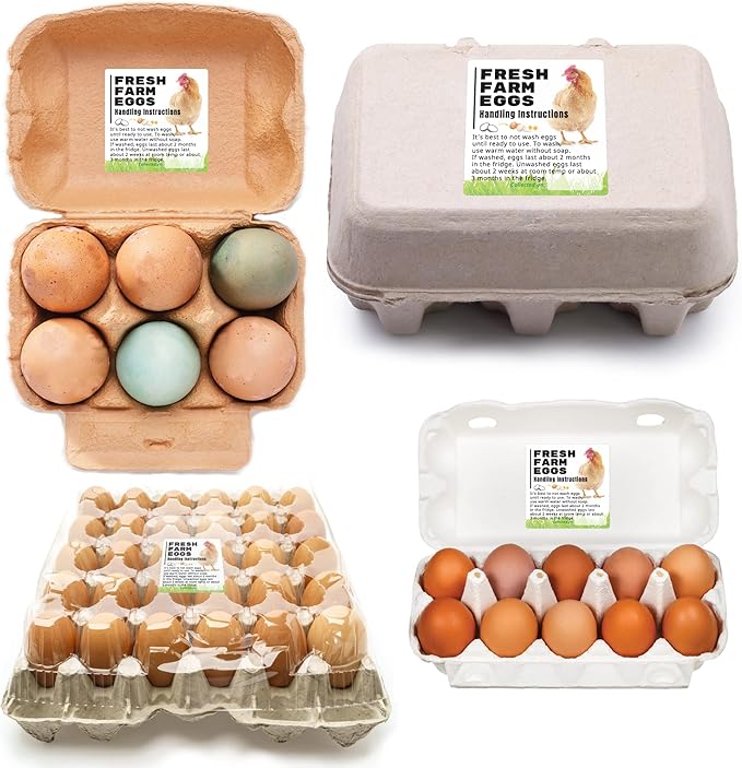 100 Pack Premium Fresh Farm Eggs Handling Instructions Stickers Labels Care Accessories | Egg Blank Cartons 4 6 12 15 18 30 48 50 Count Basket Box Container Storing Extra Organizer -M11SS100