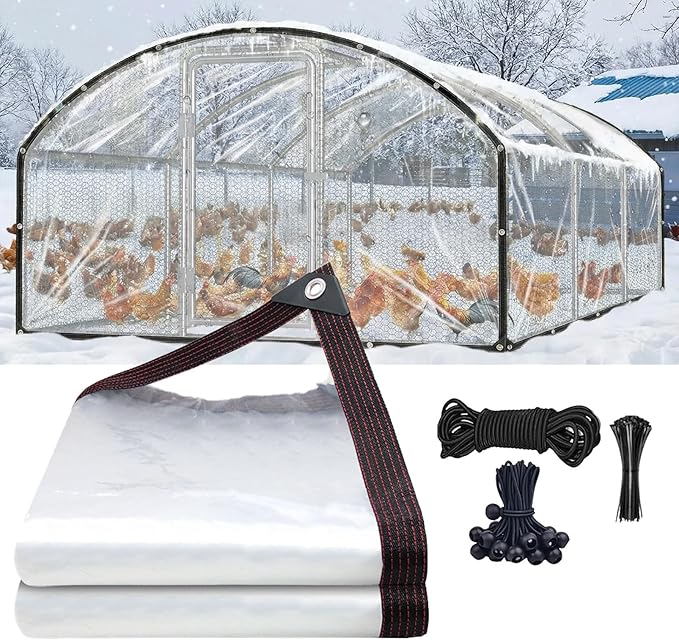 Clear Tarps 10x23FT Heavy Duty Waterproof, Outdoor Tarp with Grommets, Outdoor Garden Rainproof Covering for Chicken Coops, Patio, Porch and Outdoor Greenhouse Plant Cover