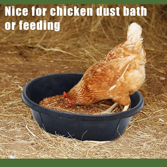 Sadnyy 8 Pcs 4 Quart/ 1 Gallon Rubber Feeder Pan, Rubber Feed Pan Utility Horse Feed Bucket Dog Bowl Horse Feeder for Cats Dogs Goats Chicken Dust Bath Container Animal Feeding, 10.6 x 4.1 Inch
