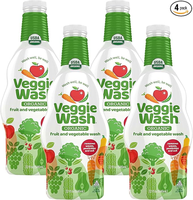 Veggie Wash Organic Fruit and Vegetable Wash Soaker, 32 Fluid Ounce (Pack of 4)