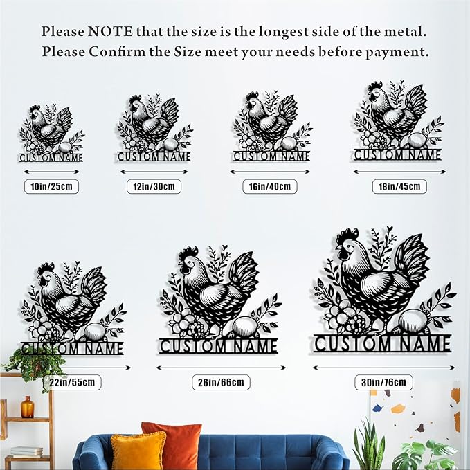 Custom Chicken Coop Metal Sign, Personalized Chicken Coop Sign for Outside, Custom Metal Hen House Farm Signs, Chickens Hen House Farmhouse Wall Art Decor