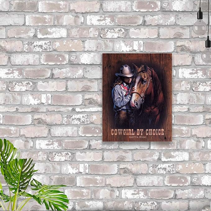 Desperate Enterprises Cowgirl by Choice Tin Sign - Nostalgic Vintage Metal Wall Decor - Made in USA