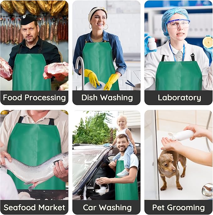 Thicker Rubber Apron, Extra Long Adjustable Apron, Heavy Duty Oil&Chemical Resistant Waterproof Work Aprons