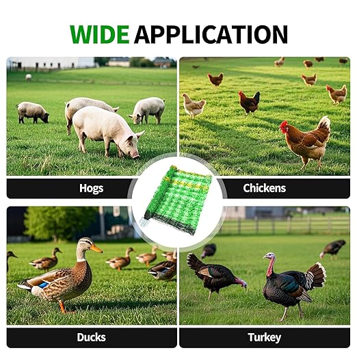 Electric Fence Netting, 49.6" H x 164' L, Portable Livestock Nets Mesh for Hogs, Cattle, Sheep,Turkey, Goat, Larger Animals,PE Net Fencing Used in Backyards, Farms and Ranches and Gardens