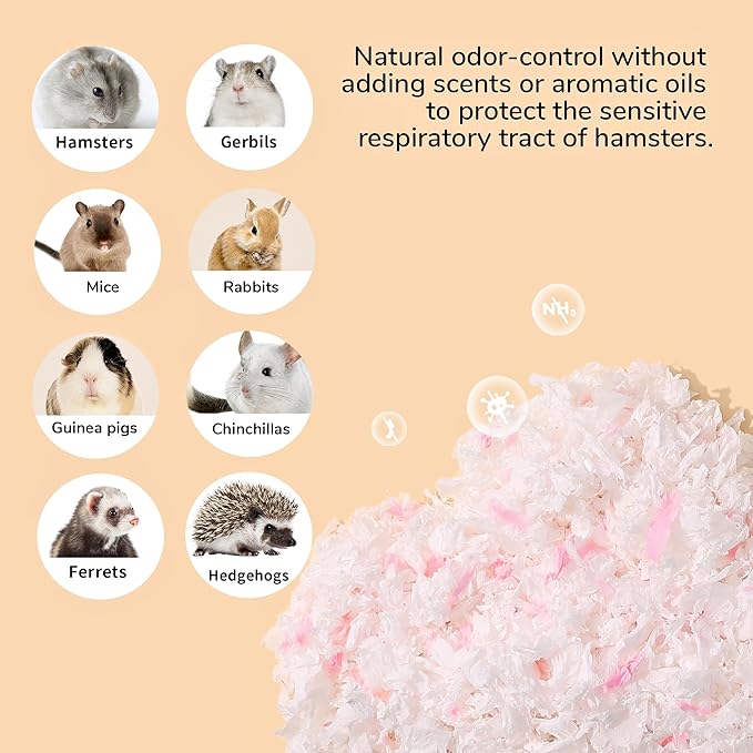 99% Dust-Free Soft Natural Paper Bedding with Odor Control, for Hamsters, Guinea Pigs,Rabbits, Chinchillas, Rats, Mice, Gerbils, Bunniess, Rodents, Small Animals - 36 Liters (Pure White)