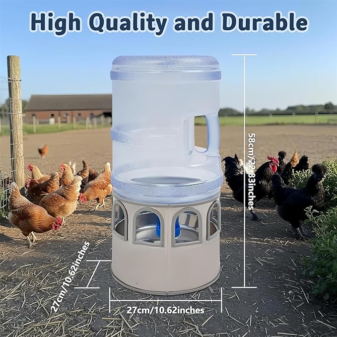 5 Gallon/18.9L Chicken Waterer for Winter, 110V 80W Heated Chicken Waterer, Temp Controlling (0-50℃) & LED Display for Chickens, Ducks, Geese and Chicken Coop with 9.84ft Power Cord